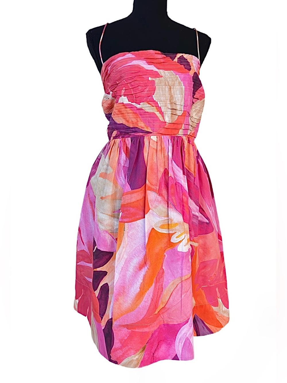 H&M ~ Colorful Floral Dress in Pink and Red w/ Spaghetti Straps size XXL